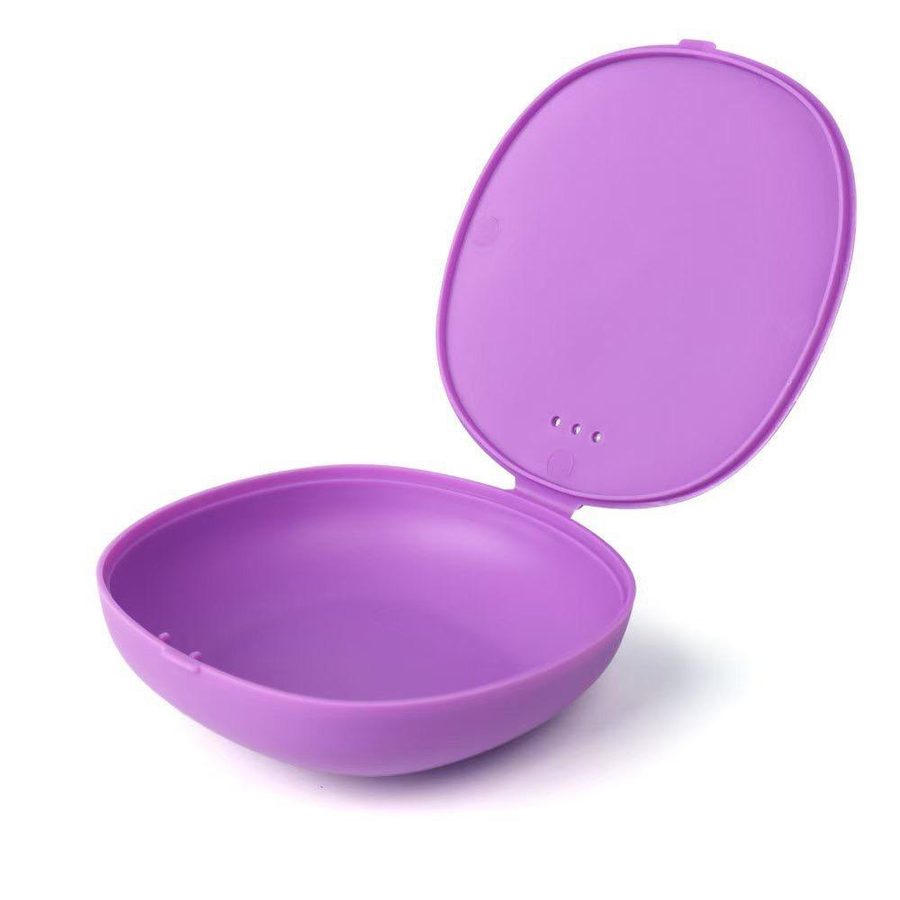 Purple hard storage case, open